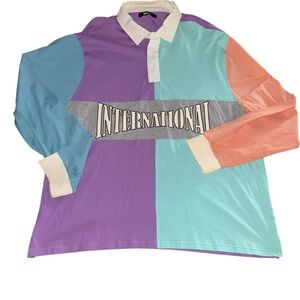 Colorblock Long Sleeve Polo Shirt 🔥